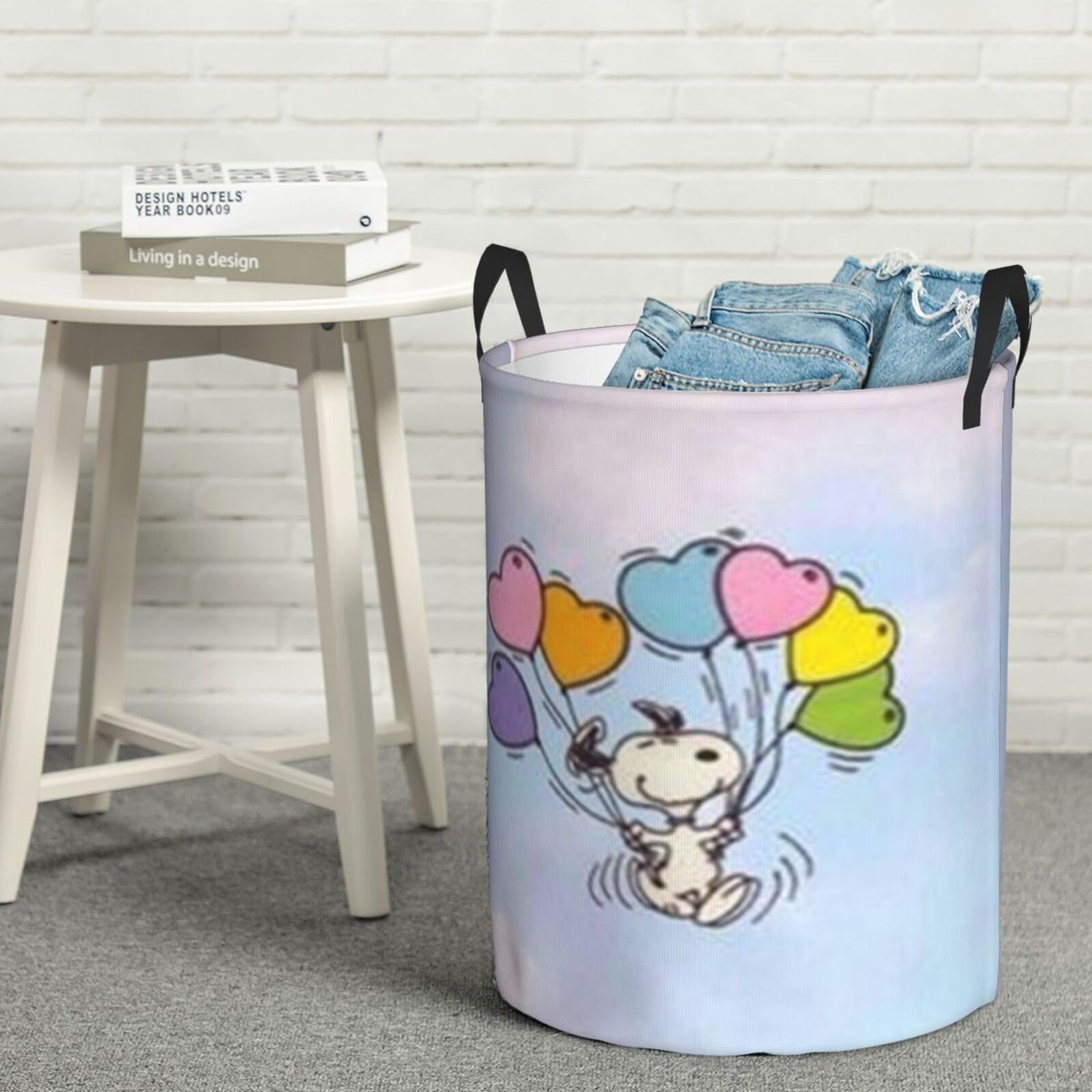 sn-oopy Storage Basket Circular Hamper with Handle Foldable Laundry Basket for Bedroom Bathroom Living RoomSmall