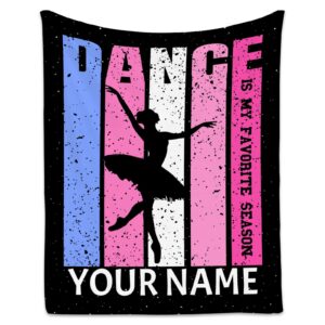 personalized dance gifts, dance blanket for girls dancers, ballerina gifts, custom gifts for her&teacher, flannel throw blankets for couch sofa, 40"x50" soft cozy girls blankets for outdoor travel