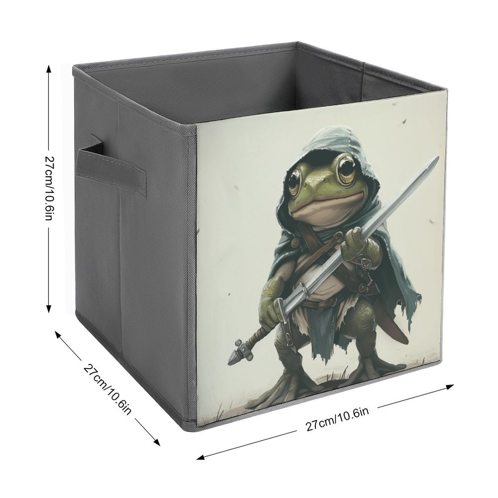 DuduYH Cute Frog Cube Storage Bins Frog Illustration Art Storage Cubes Foldable Decorative Fabric Storage Baskets Home Organizers with Handles for Shelves,Closet, 10.6 X 10.6 Inch