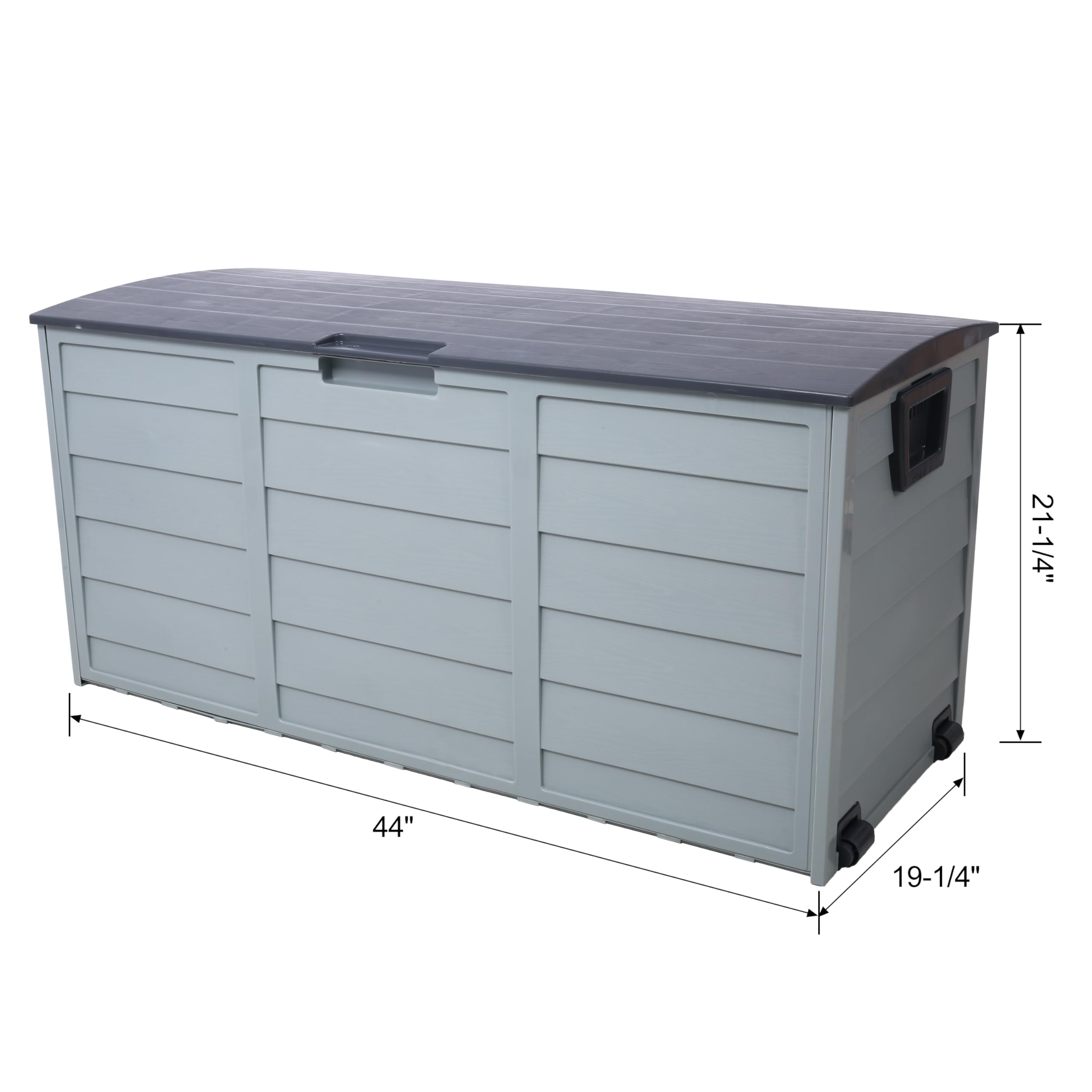 75 Gallon Deck Box, Outdoor Resin Deck Box with Wheels, All Weather UV Pool Deck Box Storage Shed Bin for Backyard Patio Pool, Organization and Storage for Outdoor Tools (Gray, 75 Gallon)