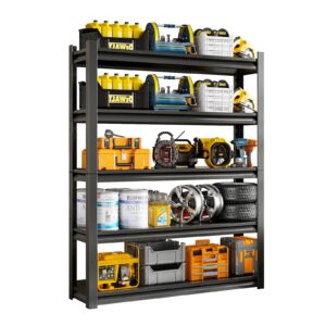 72" h garage shelving unit, garage storage shelves 2500lbs heavy duty shelving, adjustable 5 tier metal shelving utility shelf, storage rack for industrial, warehouse, basement (16" d*36" w*72" h)