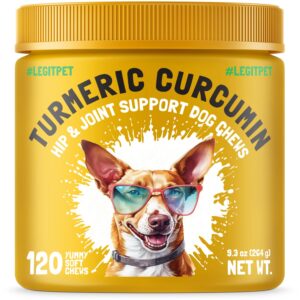 LEGITPET Hemp Hip & Joint Supplement for Dogs 120 Soft Chews and Turmeric Curcumin Hip & Joint Dogs Supplement Anti-Inflammatory Support 120 Chews