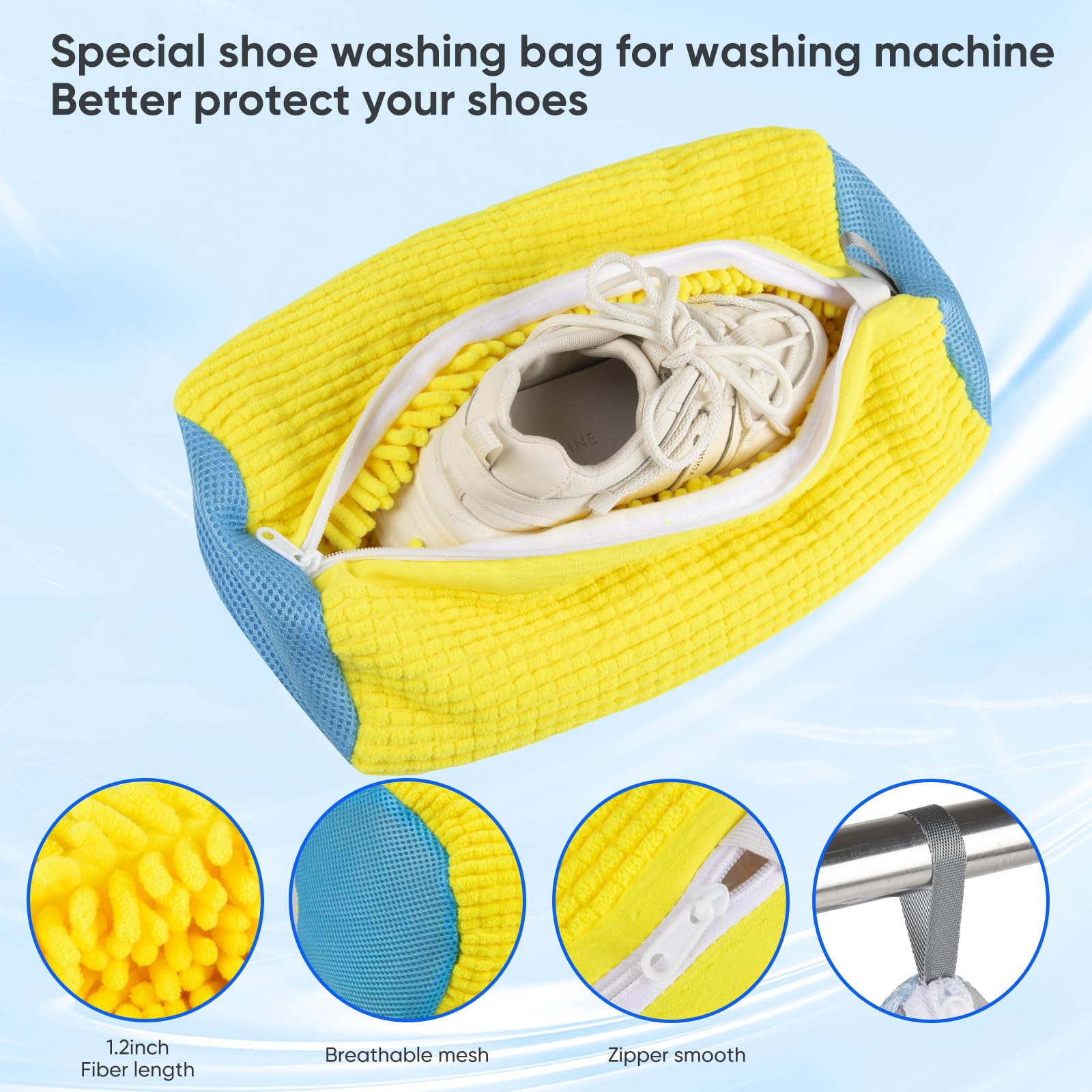 Shoe cleaning bag，Shoe bag for washing machine，Versatile Shoe Laundry Bag，Shoe washing machine bag，Reusable shoe washing bag/Alternative shoe washing machine. (2pcsYellow)