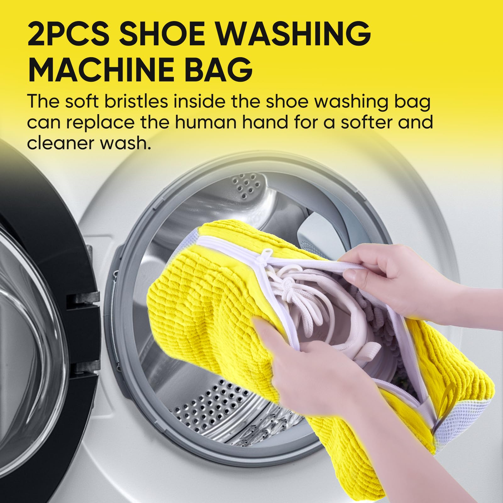 Shoe cleaning bag，Shoe bag for washing machine，Versatile Shoe Laundry Bag，Shoe washing machine bag，Reusable shoe washing bag/Alternative shoe washing machine. (2pcsYellow)