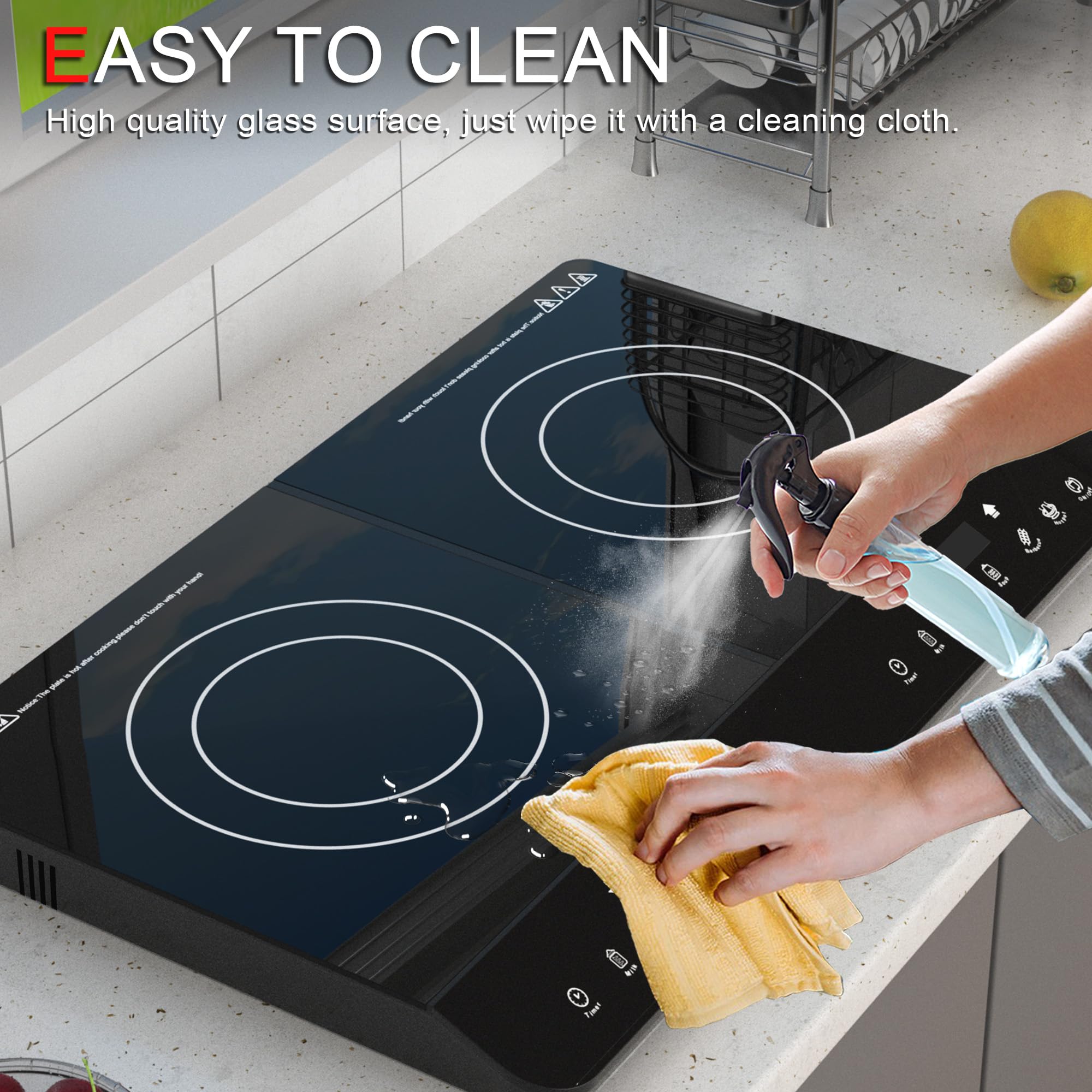 Induction Cooktop 2 Burner,1500W Double Induction Cooktop with LED Sensor Touch Screen 7 Temperature 5 Power Setting 120V 2 Burner Electric Induction Cooktop