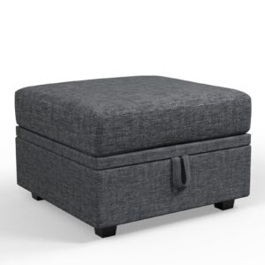 apicizon grey modular storage ottoman for couch living room sectional sofa module free reversible chaise couch convertible ottoman free configuration ottoman, dark grey