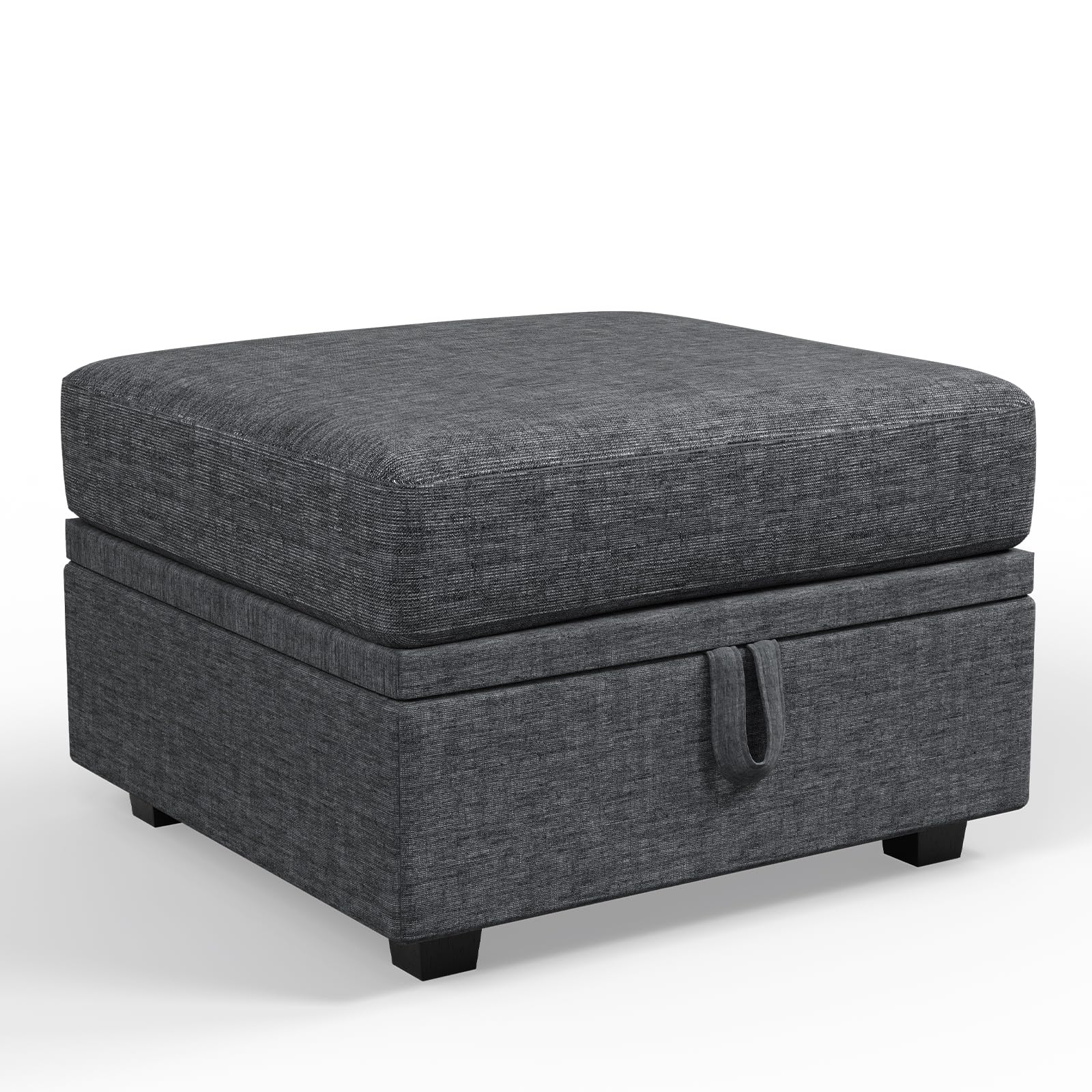 Apicizon Grey Modular Storage Ottoman for Couch Living Room Sectional Sofa Module Free Reversible Chaise Couch Convertible Ottoman Free Configuration Ottoman, Dark Grey