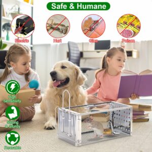 iMounTEK 1 Pack Live Rat Trap Humane Mouse Trap Single Door Rat Trap Cages High Sensitivity Gravity Pedal Humane Rodent Traps Mouse Traps Indoor Outdoor for Small Rodents Mice Voles Hamsters