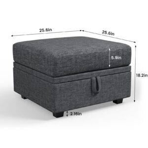 Apicizon Grey Modular Storage Ottoman for Couch Living Room Sectional Sofa Module Free Reversible Chaise Couch Convertible Ottoman Free Configuration Ottoman, Dark Grey