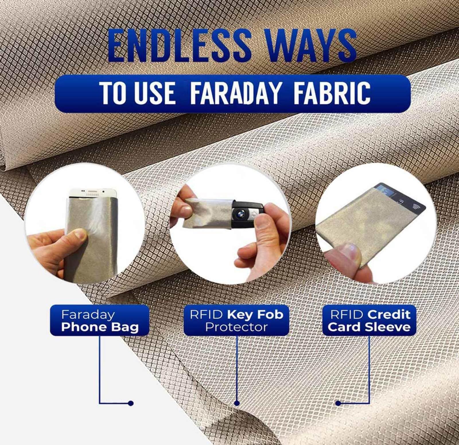 YSPP Faraday Fabric Blocking RFID/RF Radiation Protection EMF Blockers RFID Blocking Fabric EMF Shield WiFi Jammer EMF Shielding Curtains,silver-6x1.1m