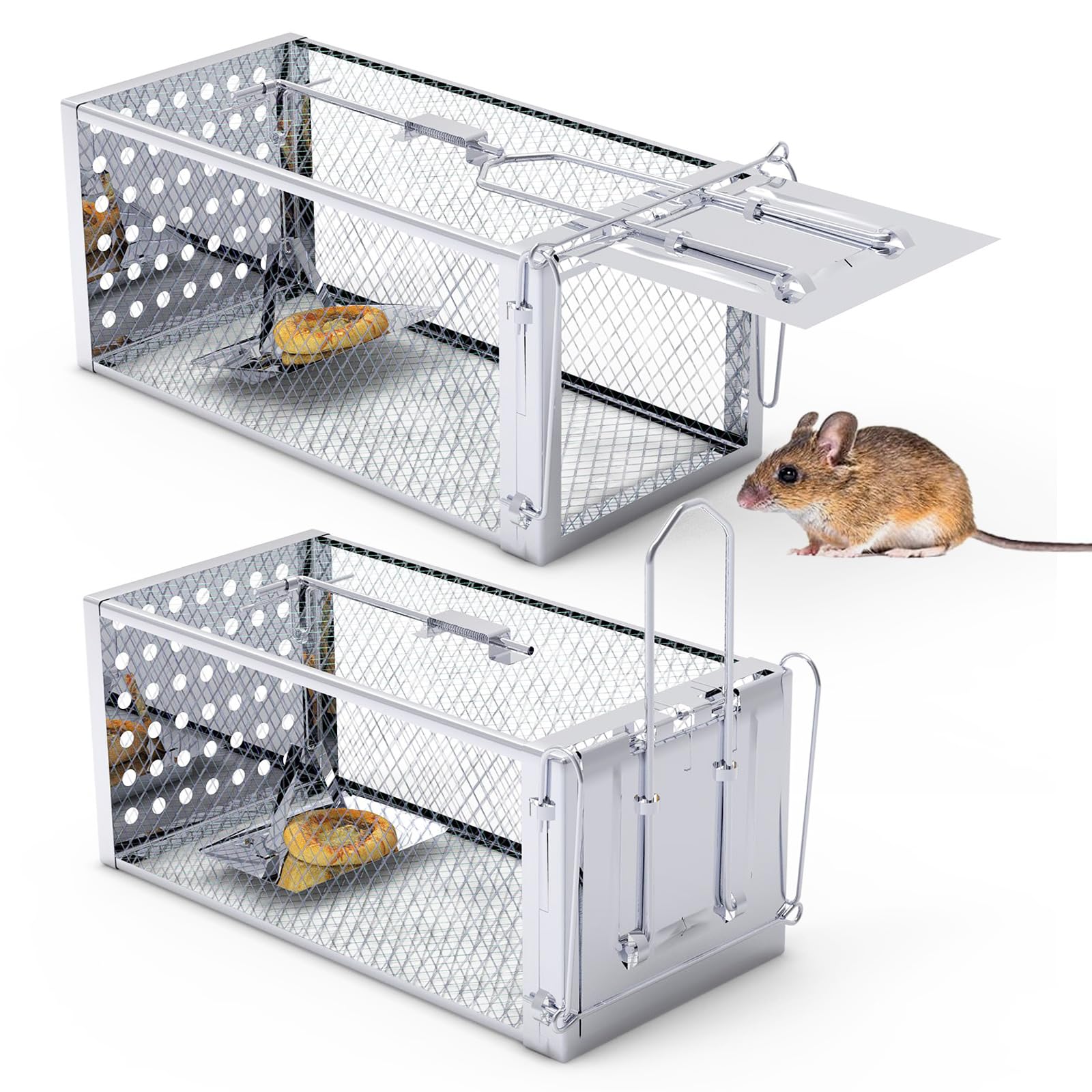 iMounTEK 1 Pack Live Rat Trap Humane Mouse Trap Single Door Rat Trap Cages High Sensitivity Gravity Pedal Humane Rodent Traps Mouse Traps Indoor Outdoor for Small Rodents Mice Voles Hamsters