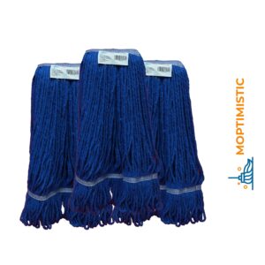 3 Pack Blue Blended Cotton Looped End Mop Head Replacement -24oz Heavy Duty Industrial Mop Head for Commercial and Residential Use, Absorbent Cotton Mop Heads for Scratch-Free Wet/Dry Floor Cleaning