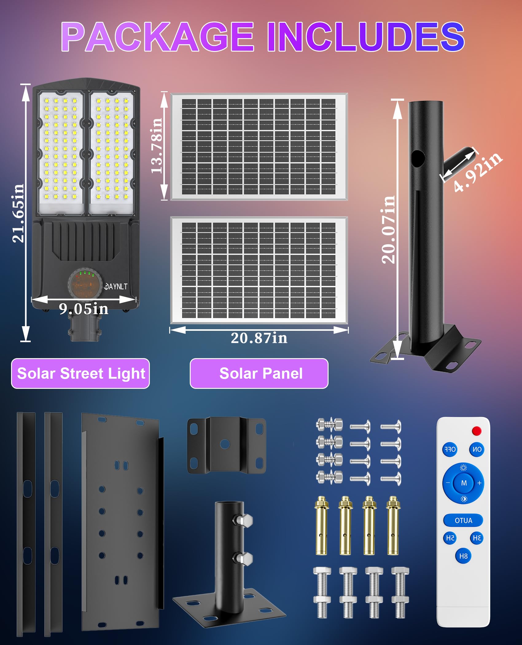 JAYNLT 6000W Solar Street Lights and 8500W Solar Street Lights for Driveway,Yard