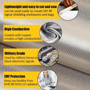 YSPP Faraday Fabric Blocking RFID/RF Radiation Protection EMF Blockers RFID Blocking Fabric EMF Shield WiFi Jammer EMF Shielding Curtains,silver-6x1.1m