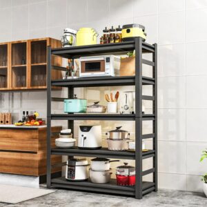 beestmueble kitchen pantry shelves, large capacity storage rack heavy-duty shelving unit, pantry spice organizer, kitchen standing shelf, 63” h × 15.7” d × 32” w, black