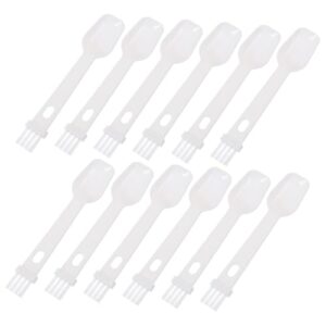 honmeet 12pcs grinder cleaning brush milk powder spoon coffee beans espresso cleaning spoon brush coffee measuring tea measuring spoon espresso machine cleaning brush tea spoon white pp