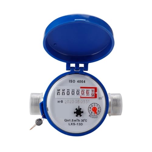 Flow Meter Smart Water Meter Mechanical Rotary Pointer Counter Water Meter Flow Measuring Tools with Copper Fittings Gadget, Cold Water Meter High Stability and Convenient Operation