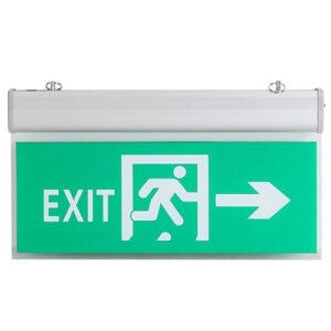 emergency exit sign with voice alarm function and build in 800mah battery backup, safety evacuation indicator, low power consumption and long-lasting life, for school, hospital, hotel