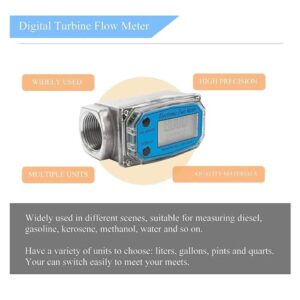 Flow Meter 1.5 Inch Digital Flow Meter LCD Display Fuel Water Flow Meter, Flowmeter for Kerosene Gasoline Water High Stability and Convenient Operation, 260836725