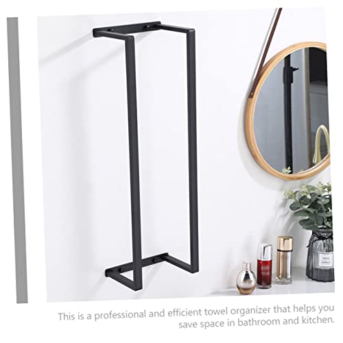 PHENOFICE Towel Roll Storage Mounted Shelves Wall Mount Shelf Bathroom Organizer Hanger Organizer Kitchen Towel Organizer Wall Mounted Towel Holder Towels 304 Stainless Steel Black