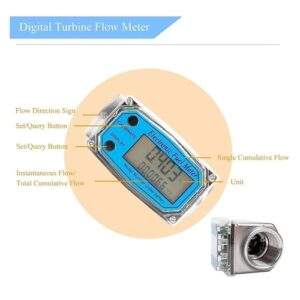 Flow Meter 1.5 Inch Digital Flow Meter LCD Display Fuel Water Flow Meter, Flowmeter for Kerosene Gasoline Water High Stability and Convenient Operation, 260836725