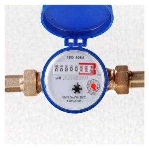 Flow Meter Smart Water Meter Mechanical Rotary Pointer Counter Water Meter Flow Measuring Tools with Copper Fittings Gadget, Cold Water Meter High Stability and Convenient Operation