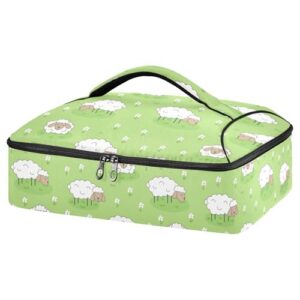 kcldeci insulated thermal food carrier insulated casserole carrier for hot or cold food,cute sheep (2) insulated tote bag for potluck cookouts parties picnic,lasagna lugger