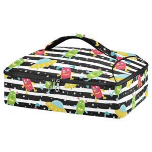 kcldeci insulated thermal food carrier insulated casserole carrier for hot or cold food,monsters cartoon style insulated tote bag for potluck cookouts parties picnic,lasagna lugger