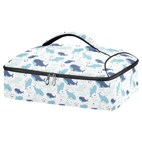 Kcldeci Insulated Thermal Food Carrier Insulated Casserole Carrier for Hot or Cold Food,Fun Ocean Life Cartoon Shark Insulated Tote Bag for Potluck Cookouts Parties Picnic,Lasagna Lugger