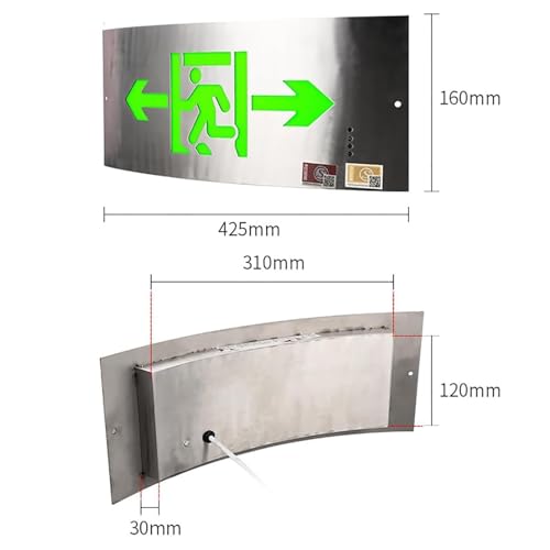 HEQIM Emergency exit Signs, Emergency exit Indicators with Battery Backup and Intelligent Fault self-Diagnosis Function, IP34 Protection and Bright Lighting