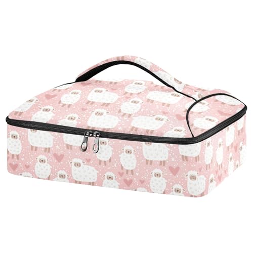 Kcldeci Insulated Thermal Food Carrier Insulated Casserole Carrier for Hot or Cold Food,Cute Sheep Heart Insulated Tote Bag for Potluck Cookouts Parties Picnic,Lasagna Lugger