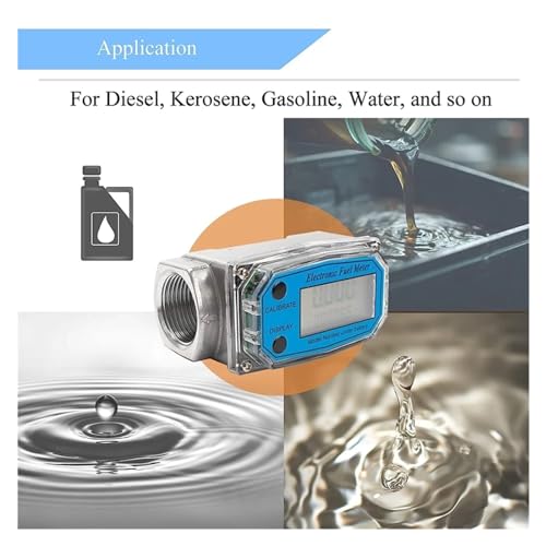 Flow Meter 1.5 Inch Digital Flow Meter LCD Display Fuel Water Flow Meter, Flowmeter for Kerosene Gasoline Water High Stability and Convenient Operation, 260836725