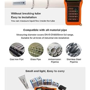 Flow Control Meter Food Grade Portable Digital Ultrasonic Liquid Flow Meter,Handheld Ultrasonic Flow Meter Tap Water Heat Meter Used in Petroleum,Food, Etc.