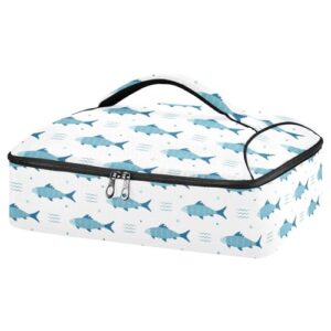 kcldeci insulated thermal food carrier insulated casserole carrier for hot or cold food,cartoon fish sea life insulated tote bag for potluck cookouts parties picnic,lasagna lugger