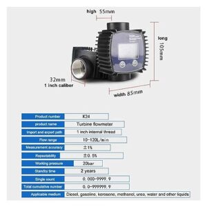 Flow Control Meter K24 Flow Meter Methanol Oil Meter, Electronic Fuel Flow Meter, Digital Fuel Gauge Female Thread Flowmeter Used in Petroleum,Food, Etc. (Color : 6 Points at bothends, Si