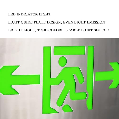 HEQIM Emergency exit Signs, Emergency exit Indicators with Battery Backup and Intelligent Fault self-Diagnosis Function, IP34 Protection and Bright Lighting