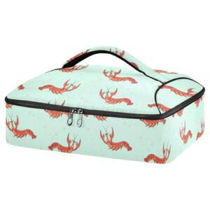 kcldeci insulated thermal food carrier insulated casserole carrier for hot or cold food,cute cartoon crayfishes insulated tote bag for potluck cookouts parties picnic,lasagna lugger