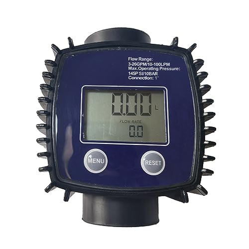 Flow Control Meter Oil Fuel Flow Meter, K25 Water Flow Meter LCD Flow Meter, Pipeline Liquid Flow Meter Sensors 2.3-3.3V Used in Petroleum,Food, Etc. (Color : Black, Size : 1)