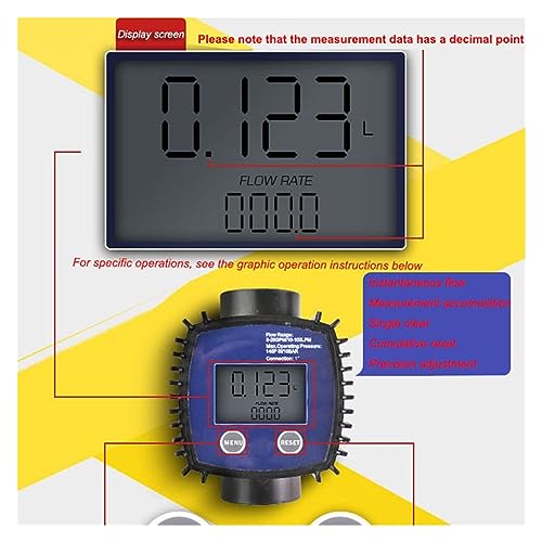 Flow Control Meter K24 Flow Meter Methanol Oil Meter, Electronic Fuel Flow Meter, Digital Fuel Gauge Female Thread Flowmeter Used in Petroleum,Food, Etc. (Color : 6 Points at bothends, Si