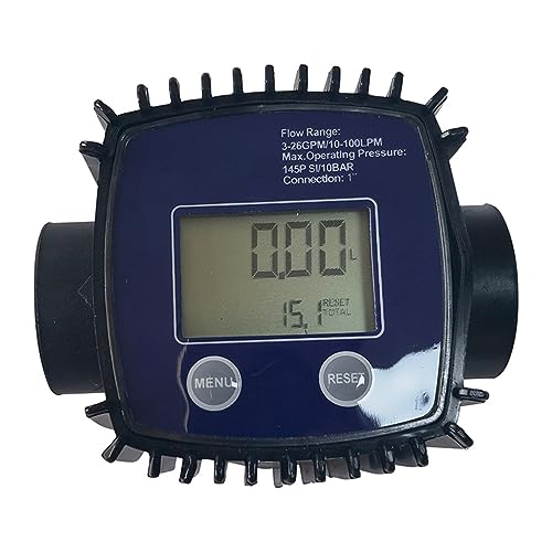 Flow Control Meter Oil Fuel Flow Meter, K25 Water Flow Meter LCD Flow Meter, Pipeline Liquid Flow Meter Sensors 2.3-3.3V Used in Petroleum,Food, Etc. (Color : Black, Size : 1)