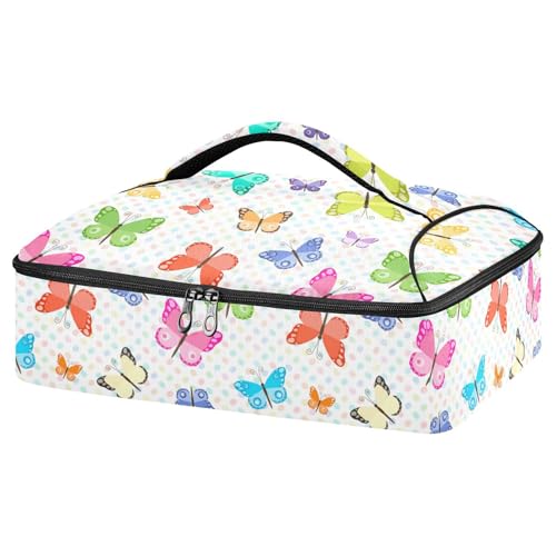 Kcldeci Insulated Thermal Food Carrier Insulated Casserole Carrier for Hot or Cold Food,Butterflies Insulated Tote Bag for Potluck Cookouts Parties Picnic,Lasagna Lugger