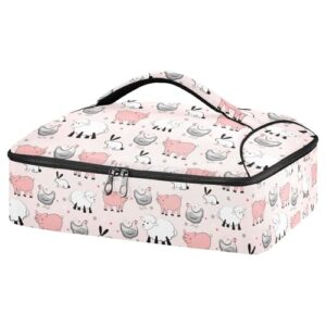 kcldeci insulated thermal food carrier insulated casserole carrier for hot or cold food,rabbit pig chicken and sheep insulated tote bag for potluck cookouts parties picnic,lasagna lugger