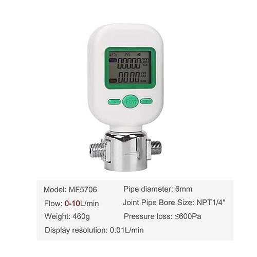 Flow Control Meter MF5706 (0-10L/25L) Gas Mass Flow Meter, MF5712 (0-200L) Compressed Air Nitrogen Oxygen Argon Carbon Dioxide Digital Flowmeter Used in Petroleum,Food, Etc. (Color : MF570