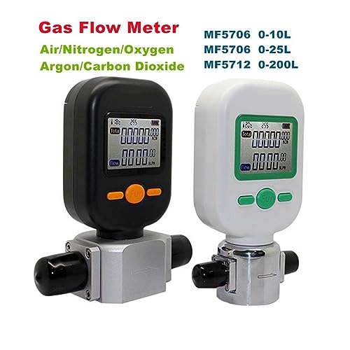 Flow Control Meter MF5706 (0-10L/25L) Gas Mass Flow Meter, MF5712 (0-200L) Compressed Air Nitrogen Oxygen Argon Carbon Dioxide Digital Flowmeter Used in Petroleum,Food, Etc. (Color : MF570