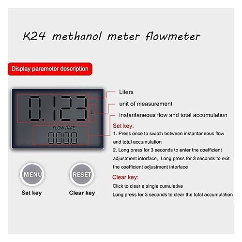 Flow Control Meter K24 Flow Meter Methanol Oil Meter, Electronic Fuel Flow Meter, Digital Fuel Gauge Female Thread Flowmeter Used in Petroleum,Food, Etc. (Color : 6 Points at bothends, Si