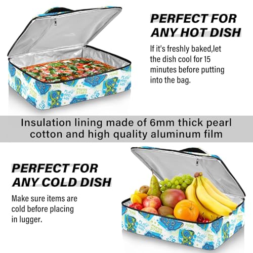 Kcldeci Insulated Thermal Food Carrier Insulated Casserole Carrier for Hot or Cold Food,Joystick Gamer Elements (2) Insulated Tote Bag for Potluck Cookouts Parties Picnic,Lasagna Lugger