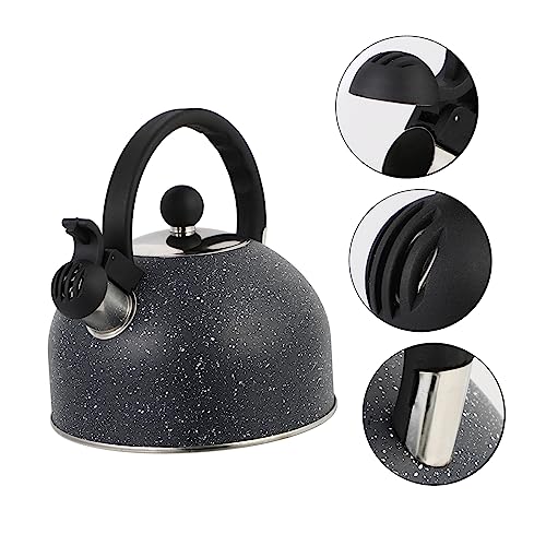 PRETYZOOM Pot Water Heating Kettle Cordless Tea Kettle Whistle Kettle Boiling Water Kettle Whistling Water Kettle Cups Oven Espresso Machines for Home Boil Water Kettle Stainless Steel Black