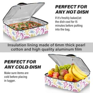 Kcldeci Insulated Thermal Food Carrier Insulated Casserole Carrier for Hot or Cold Food,Baby Shark Cartoon Nautical Insulated Tote Bag for Potluck Cookouts Parties Picnic,Lasagna Lugger