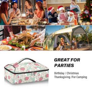 Kcldeci Insulated Thermal Food Carrier Insulated Casserole Carrier for Hot or Cold Food,Shark Strawberry Hawaii Insulated Tote Bag for Potluck Cookouts Parties Picnic,Lasagna Lugger