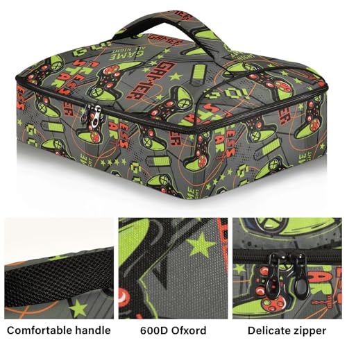 Kcldeci Insulated Thermal Food Carrier Insulated Casserole Carrier for Hot or Cold Food,Joysticks Gaming Cool Print (5) Insulated Tote Bag for Potluck Cookouts Parties Picnic,Lasagna Lugger